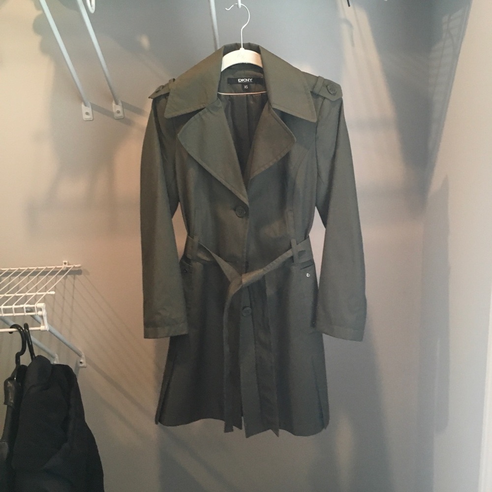 DKNY Women's Green Trench Coat
